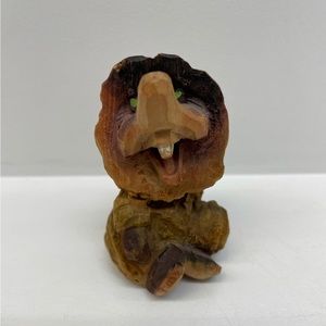 1960s Vintage Norwegian Hand Carved Wooden Elf/Troll Figurine